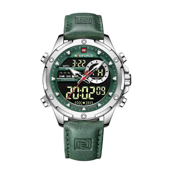NAVIFORCE NF9208 PU Leather Dual Time Wrist Watch Price in Bangladesh